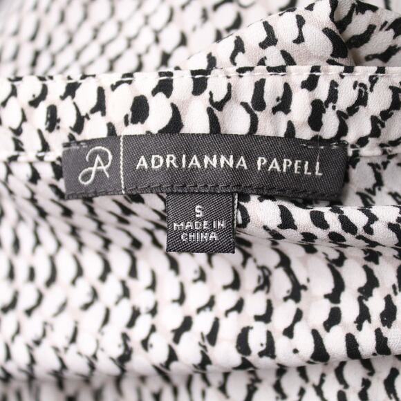 Adrianna Papell Black & White Print V Neck Long Sleeve Workwear Blouse Size S - Picture 7 of 10